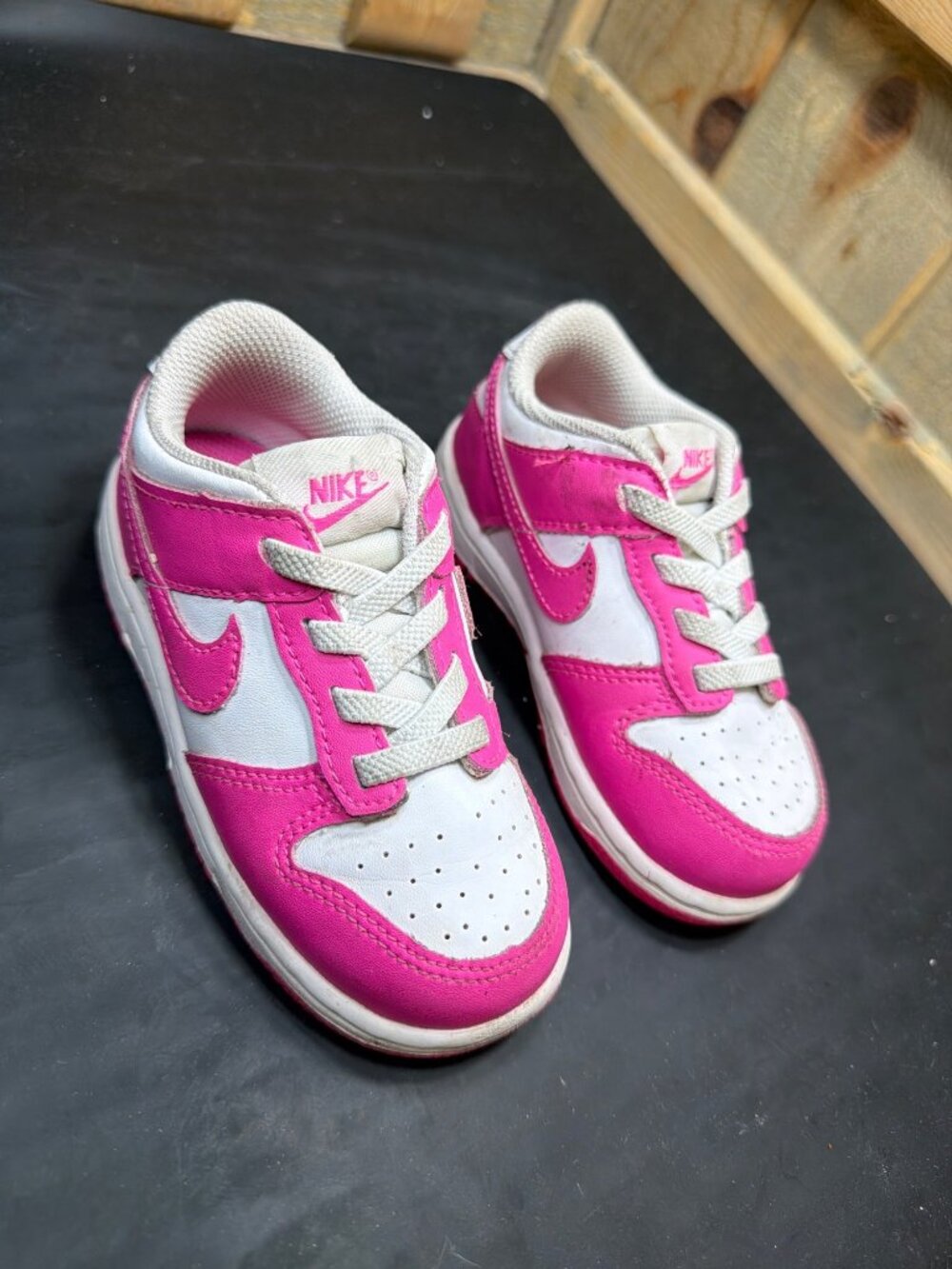 Nike Dunk Low Toddler Girls Shoes Pink White FB9107-102 Size 7.5C / EUR 25 - Picture 2 of 8